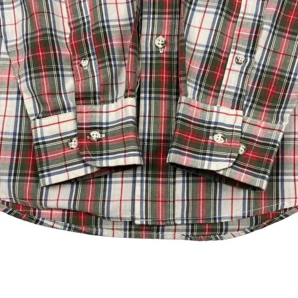 Vintage 80s Eddie Bauer Marin Poplin Multicolor Plaid Button Up Shirt USA Made - Picture 4 of 11
